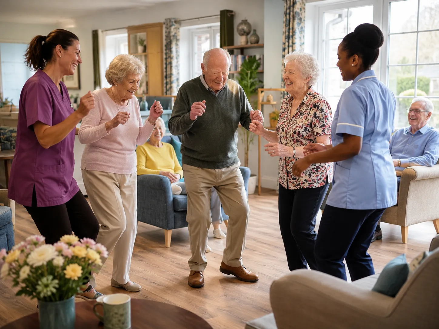 Care home staff supporting residents at Venet Healthcare